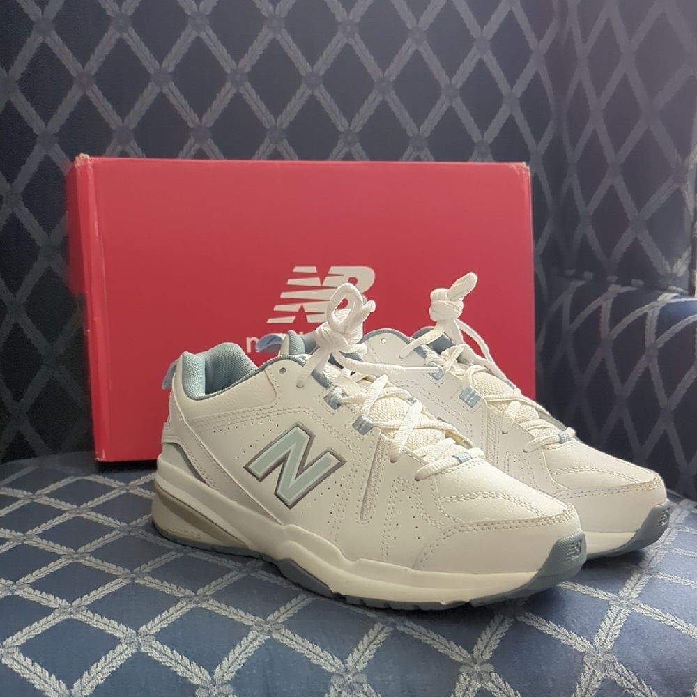 New Balance Cream and Gray Sneakers with Suede Mesh Upper